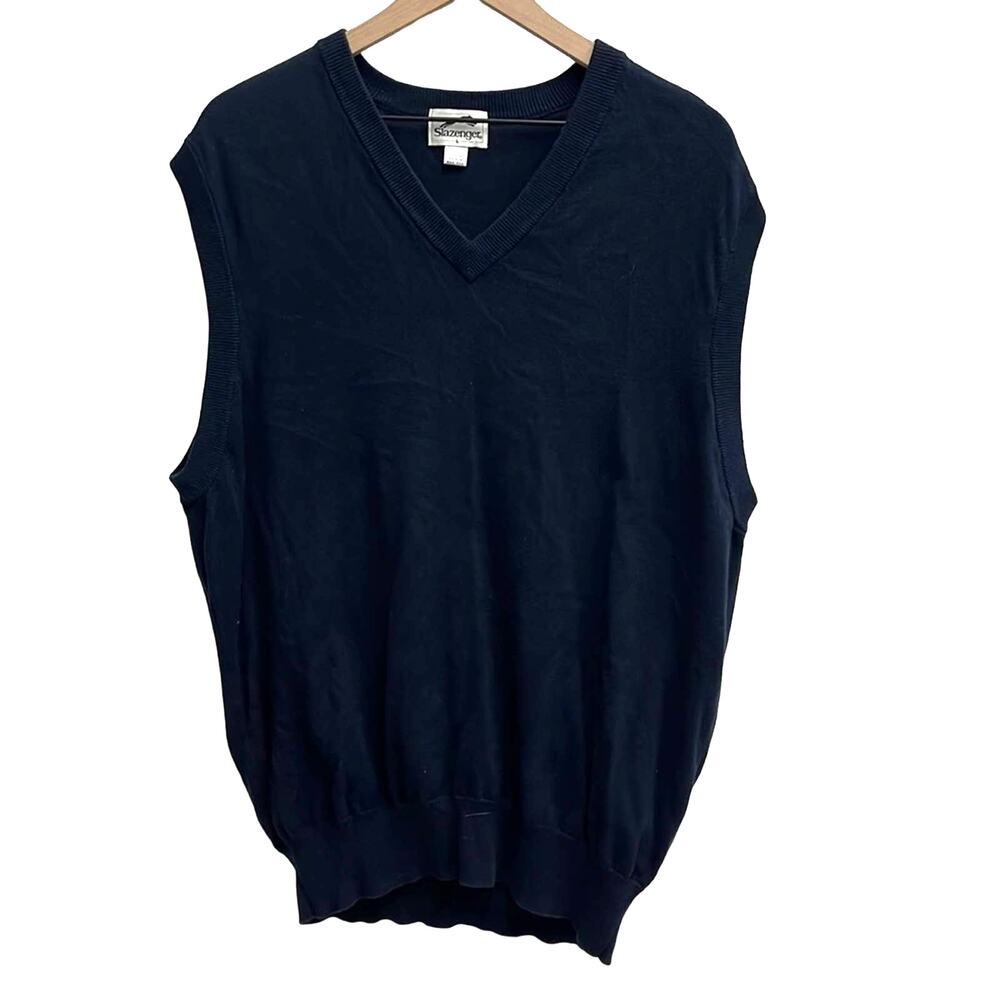 Vintage Mens V Neck Sweater Vest Large Knit Pullover Grandpacore Dadcore Cotton